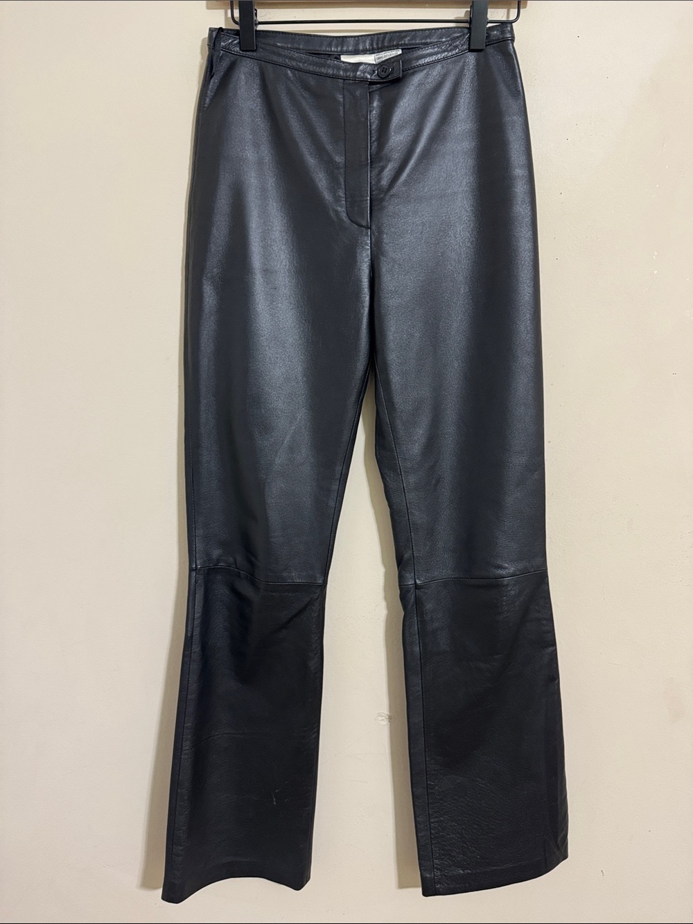 Newport News Genuine Leather Bootcut Pants Black Womens size 6 Moto Punk Indie
